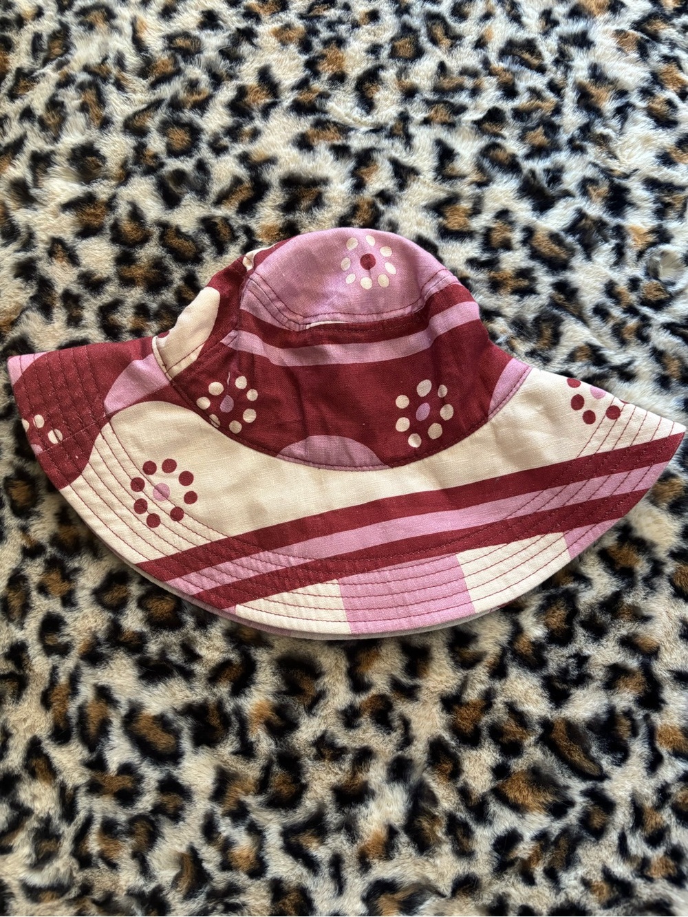 Madewell Pink & Burgundy Patterned Wide Brim Bucket Hat